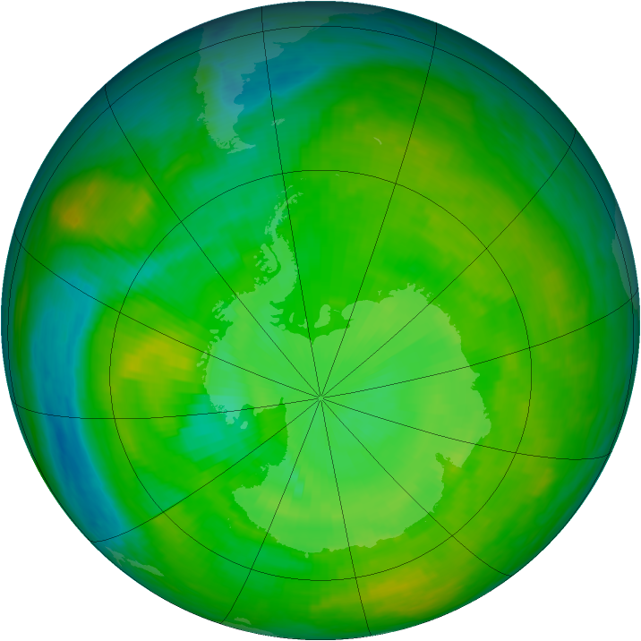 Antarctic ozone map for 10 December 1983